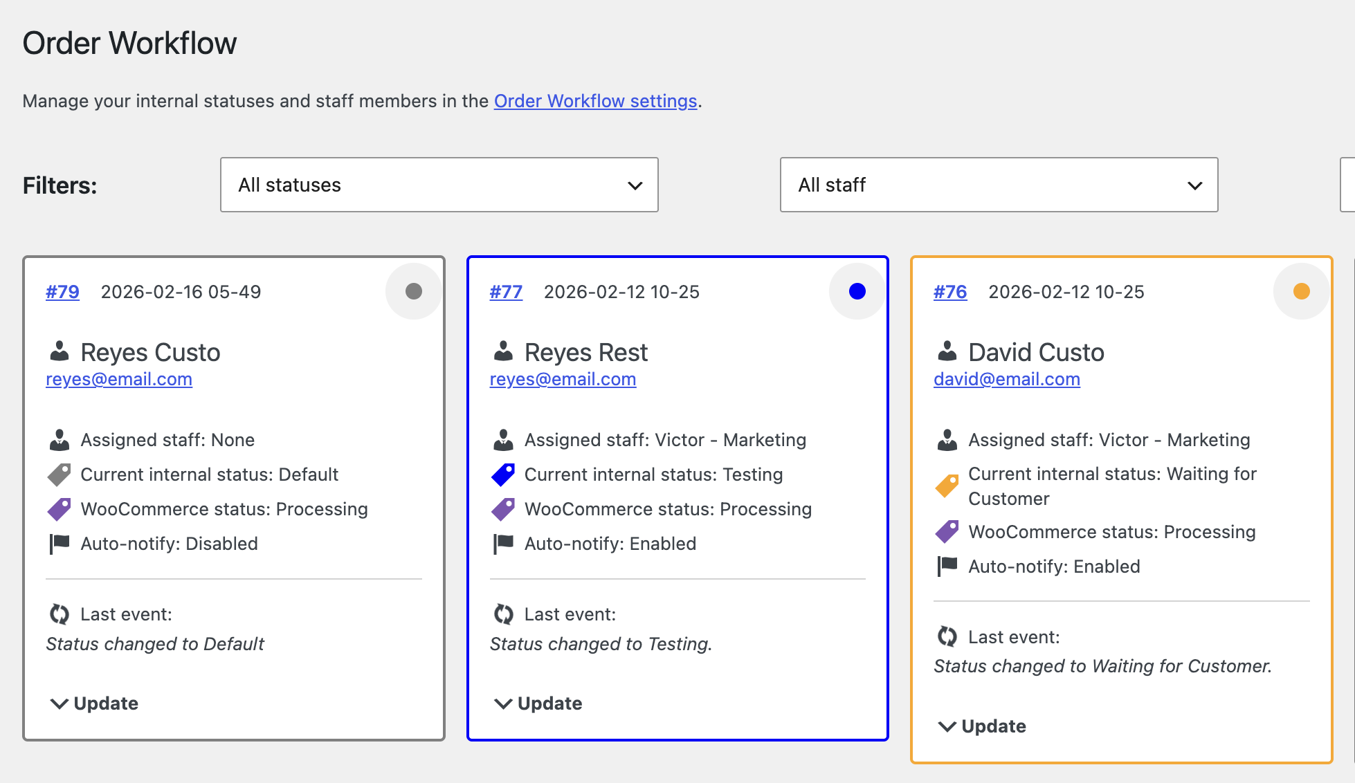 WooCommerce Order Statuses